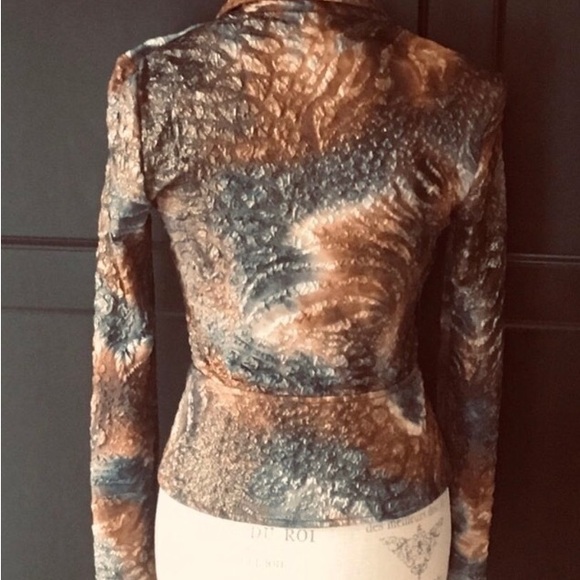 Fabulous vintage Joseph Ribkoff fitted metallic sheen zipped light jacket - Picture 3 of 9